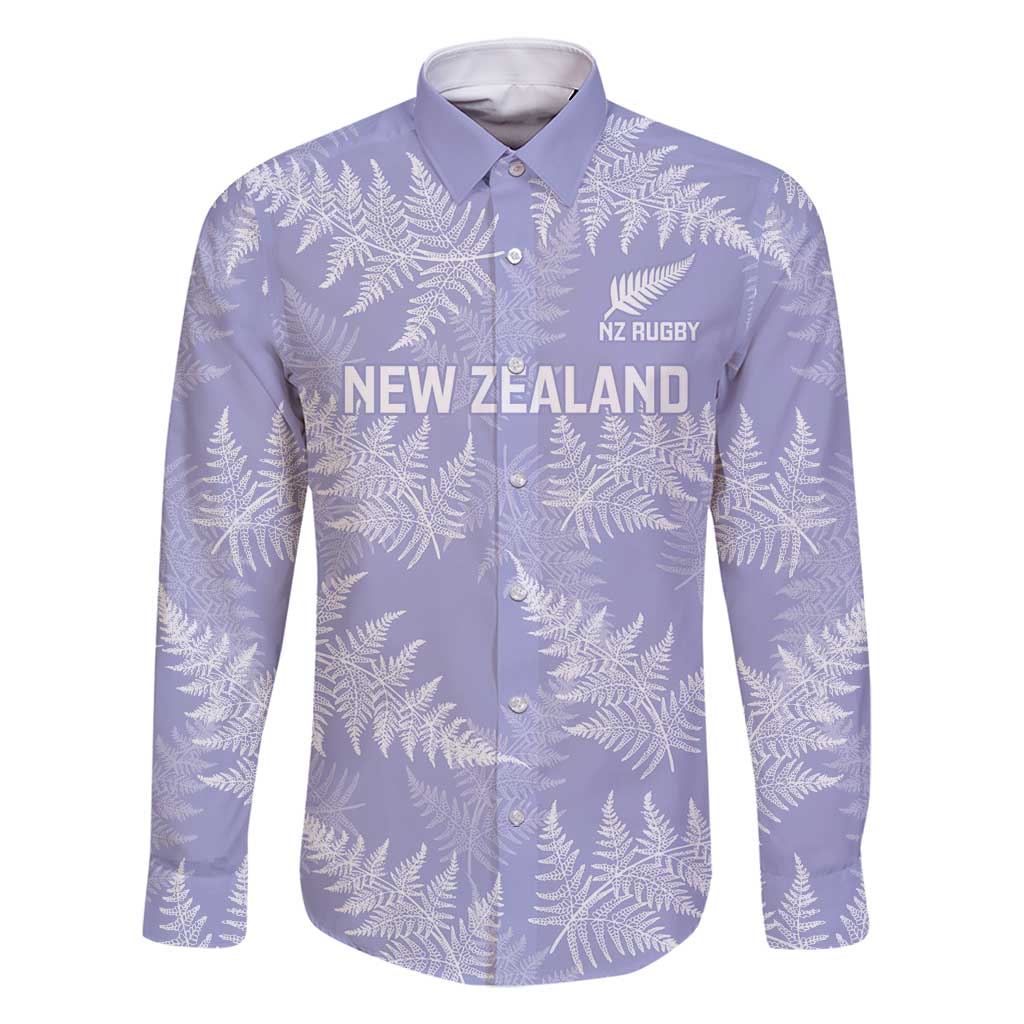New Zealand Silver Fern Rugby Custom Family Matching Off Shoulder Maxi Dress and Hawaiian Shirt Go Aotearoa Champions Purple Version LT14 Dad's Shirt - Long Sleeve Purple - Polynesian Pride