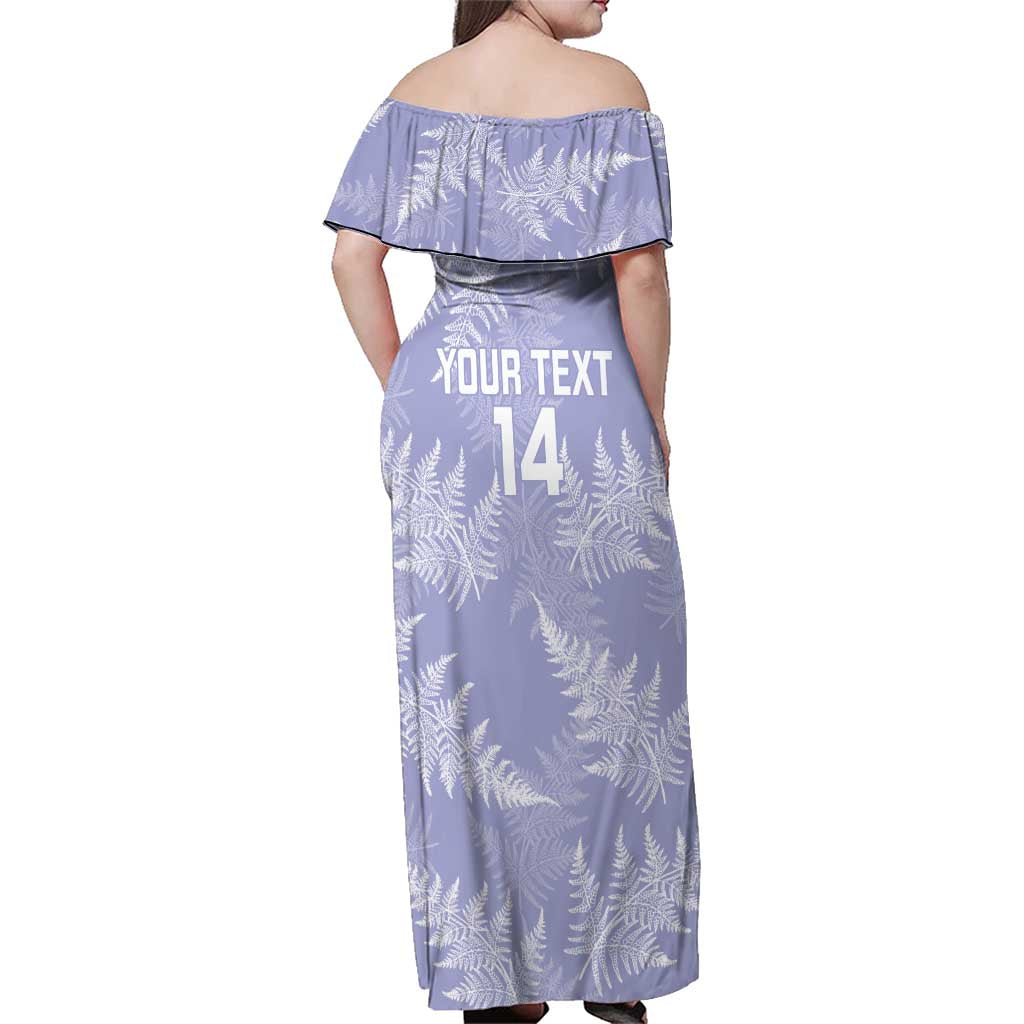 New Zealand Silver Fern Rugby Custom Family Matching Off Shoulder Maxi Dress and Hawaiian Shirt Go Aotearoa Champions Purple Version LT14 - Polynesian Pride
