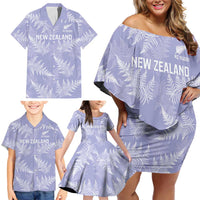 New Zealand Silver Fern Rugby Custom Family Matching Off Shoulder Short Dress and Hawaiian Shirt Go Aotearoa Champions Purple Version LT14 - Polynesian Pride