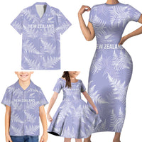 New Zealand Silver Fern Rugby Custom Family Matching Short Sleeve Bodycon Dress and Hawaiian Shirt Go Aotearoa Champions Purple Version LT14 - Polynesian Pride