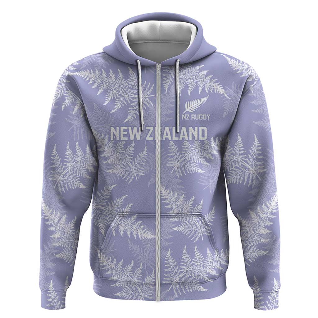 New Zealand Silver Fern Rugby Custom Hoodie Go Aotearoa Champions Purple Version LT14 Zip Hoodie Purple - Polynesian Pride