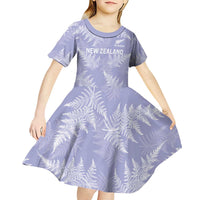 New Zealand Silver Fern Rugby Custom Kid Short Sleeve Dress Go Aotearoa Champions Purple Version LT14 - Polynesian Pride