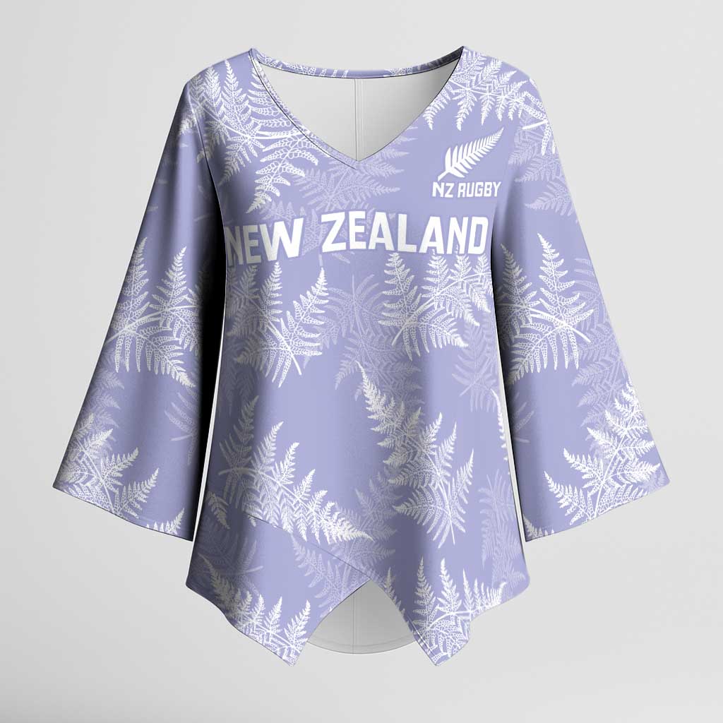 New Zealand Silver Fern Rugby Custom Kimono Sleeve Blouse Go Aotearoa Champions Purple Version LT14 Female Purple - Polynesian Pride