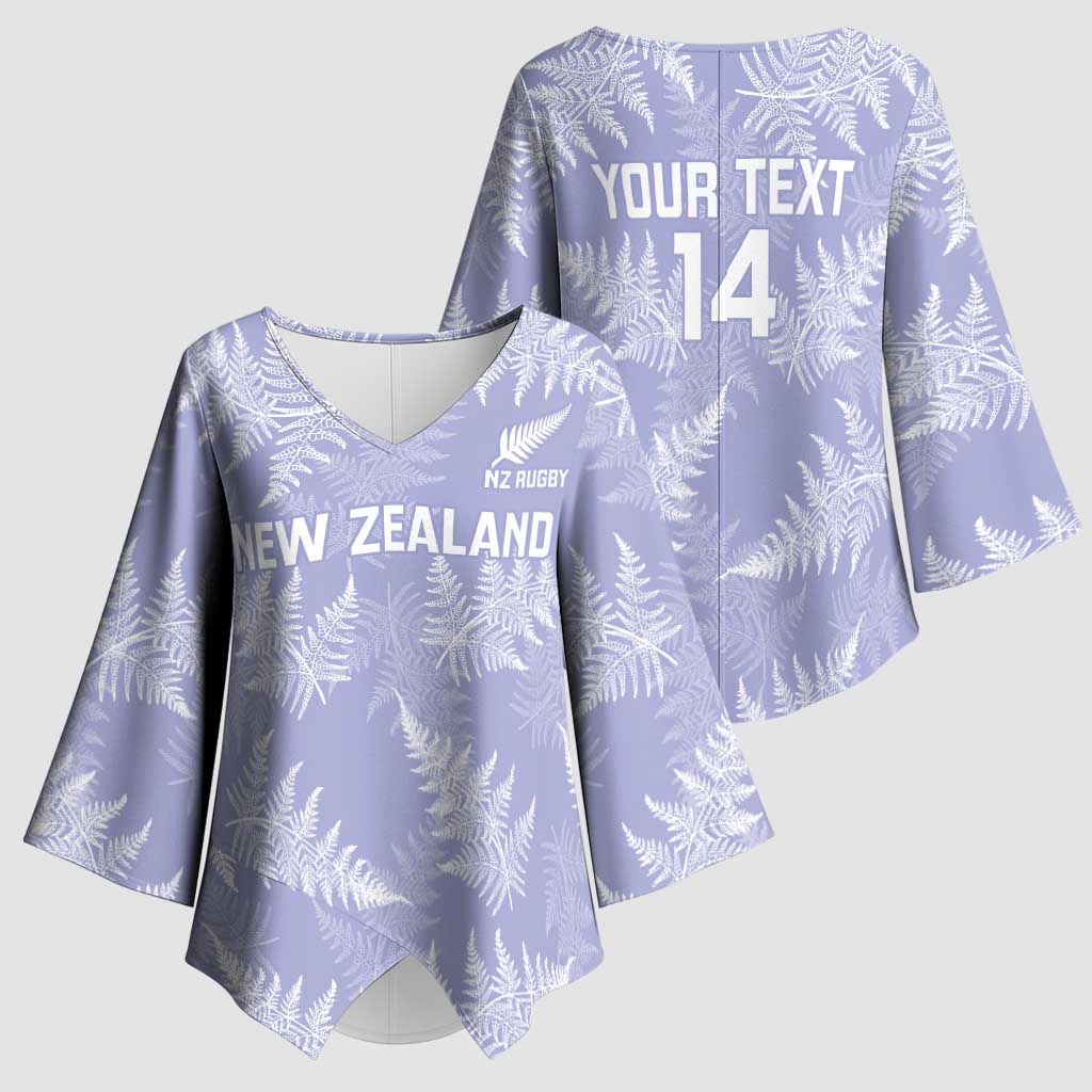 New Zealand Silver Fern Rugby Custom Kimono Sleeve Blouse Go Aotearoa Champions Purple Version LT14 - Polynesian Pride