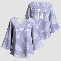 New Zealand Silver Fern Rugby Custom Kimono Sleeve Blouse Go Aotearoa Champions Purple Version LT14 - Polynesian Pride