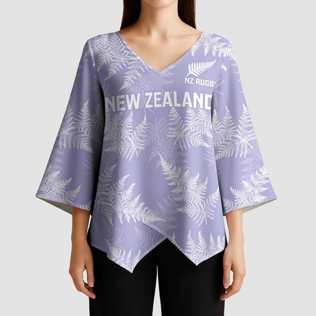 New Zealand Silver Fern Rugby Custom Kimono Sleeve Blouse Go Aotearoa Champions Purple Version LT14 - Polynesian Pride