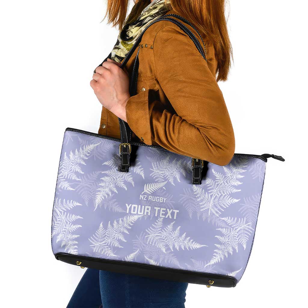 New Zealand Silver Fern Rugby Custom Leather Tote Bag Go Aotearoa Champions Purple Version - Polynesian Pride