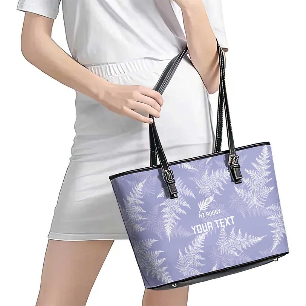New Zealand Silver Fern Rugby Custom Leather Tote Bag Go Aotearoa Champions Purple Version LT14 - Polynesian Pride