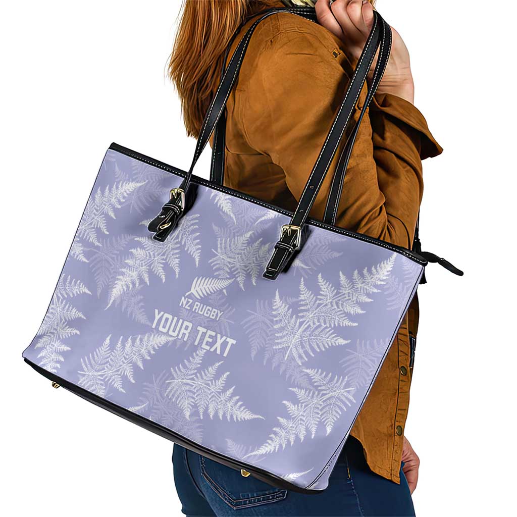 New Zealand Silver Fern Rugby Custom Leather Tote Bag Go Aotearoa Champions Purple Version LT14 - Polynesian Pride
