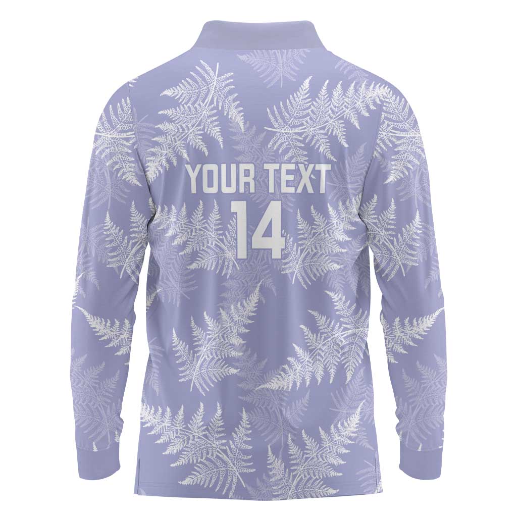New Zealand Silver Fern Rugby Custom Long Sleeve Polo Shirt Go Aotearoa Champions Purple Version LT14 - Polynesian Pride