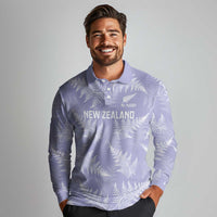 New Zealand Silver Fern Rugby Custom Long Sleeve Polo Shirt Go Aotearoa Champions Purple Version LT14 - Polynesian Pride