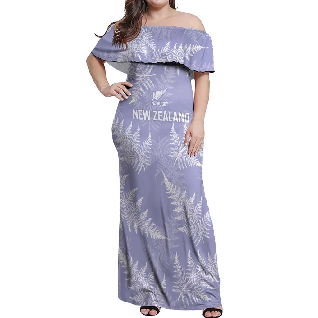 New Zealand Silver Fern Rugby Custom Off Shoulder Maxi Dress Go Aotearoa Champions Purple Version LT14 Women Purple - Polynesian Pride