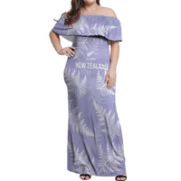 New Zealand Silver Fern Rugby Custom Off Shoulder Maxi Dress Go Aotearoa Champions Purple Version LT14 Women Purple - Polynesian Pride