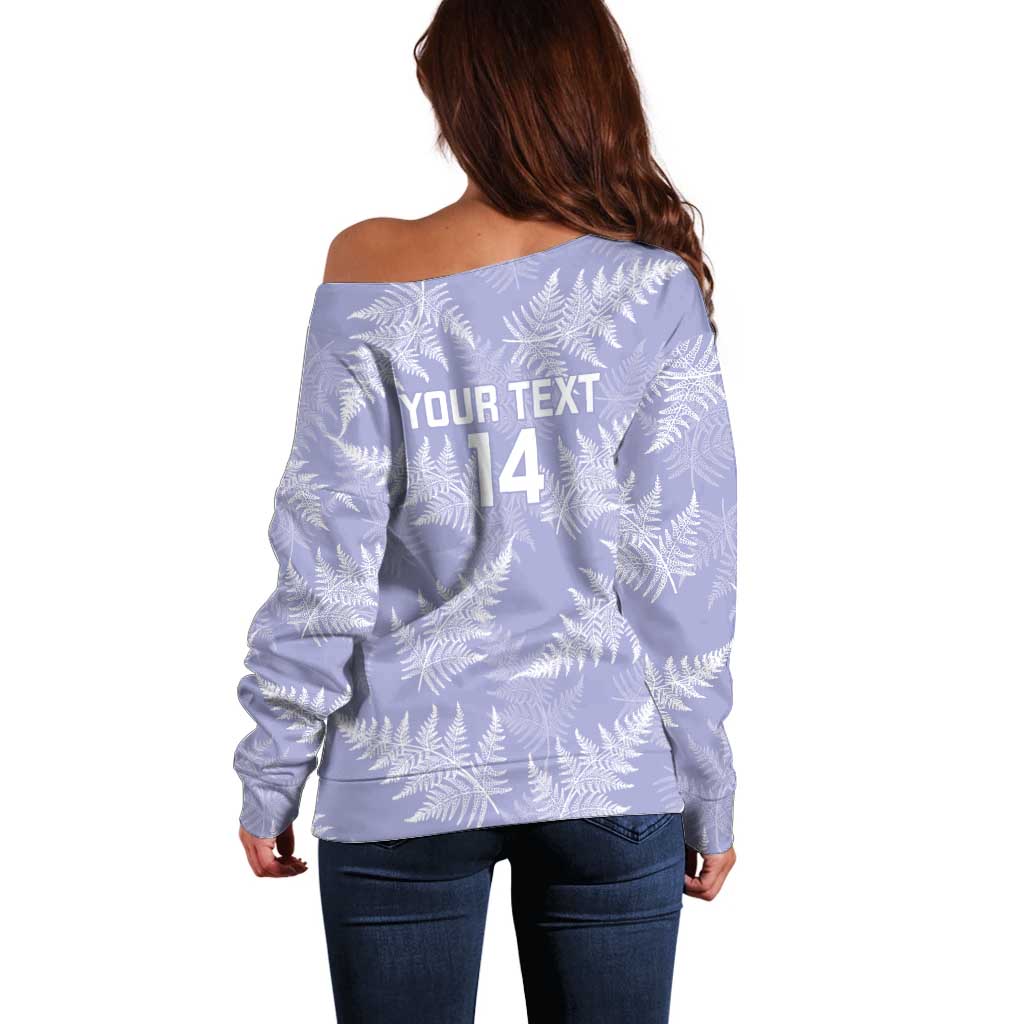 New Zealand Silver Fern Rugby Custom Off Shoulder Sweater Go Aotearoa Champions Purple Version - Polynesian Pride