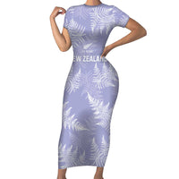 New Zealand Silver Fern Rugby Custom Short Sleeve Bodycon Dress Go Aotearoa Champions Purple Version LT14 Long Dress Purple - Polynesian Pride