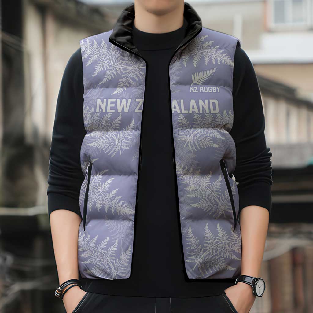 New Zealand Silver Fern Rugby Custom Sleeveless Puffer Jacket Go Aotearoa Champions Purple Version - Polynesian Pride
