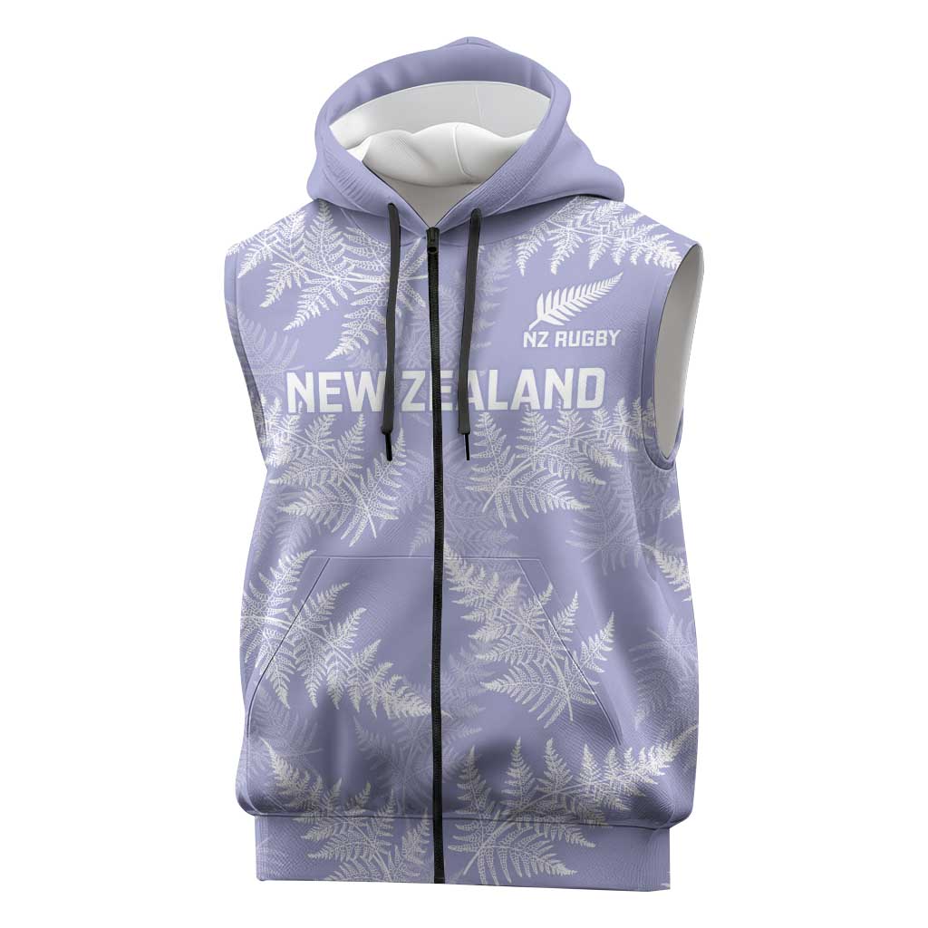 New Zealand Silver Fern Rugby Custom Sleeveless Zip Hoodie Go Aotearoa Champions Purple Version LT14 Purple - Polynesian Pride