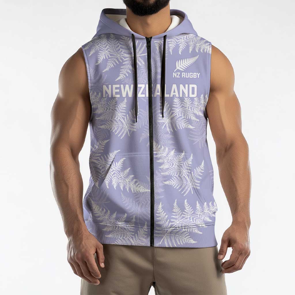 New Zealand Silver Fern Rugby Custom Sleeveless Zip Hoodie Go Aotearoa Champions Purple Version LT14 - Polynesian Pride