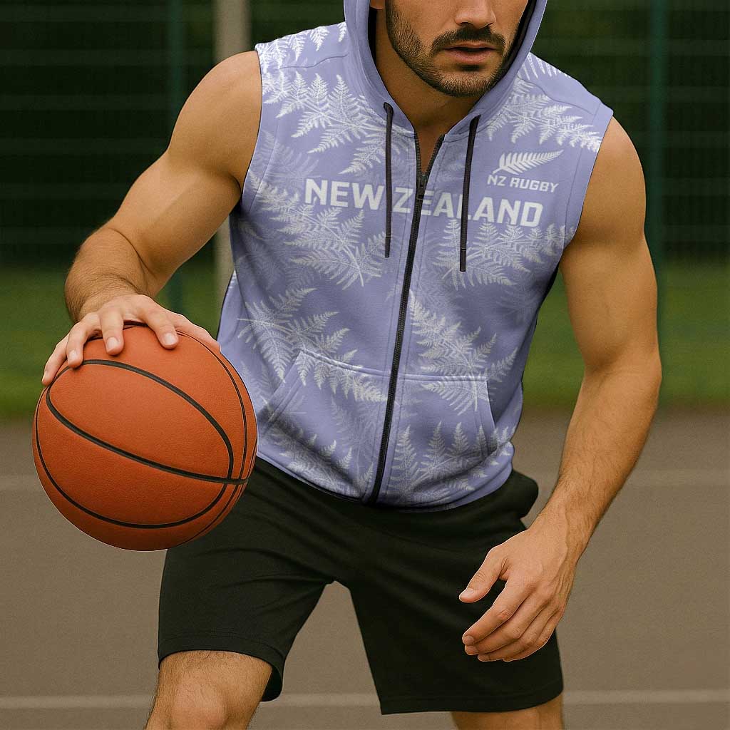 New Zealand Silver Fern Rugby Custom Sleeveless Zip Hoodie Go Aotearoa Champions Purple Version LT14 - Polynesian Pride