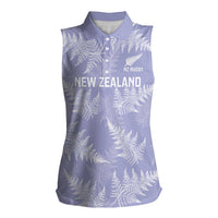 New Zealand Silver Fern Rugby Custom Women Sleeveless Polo Shirt Go Aotearoa Champions Purple Version LT14 Female Purple - Polynesian Pride