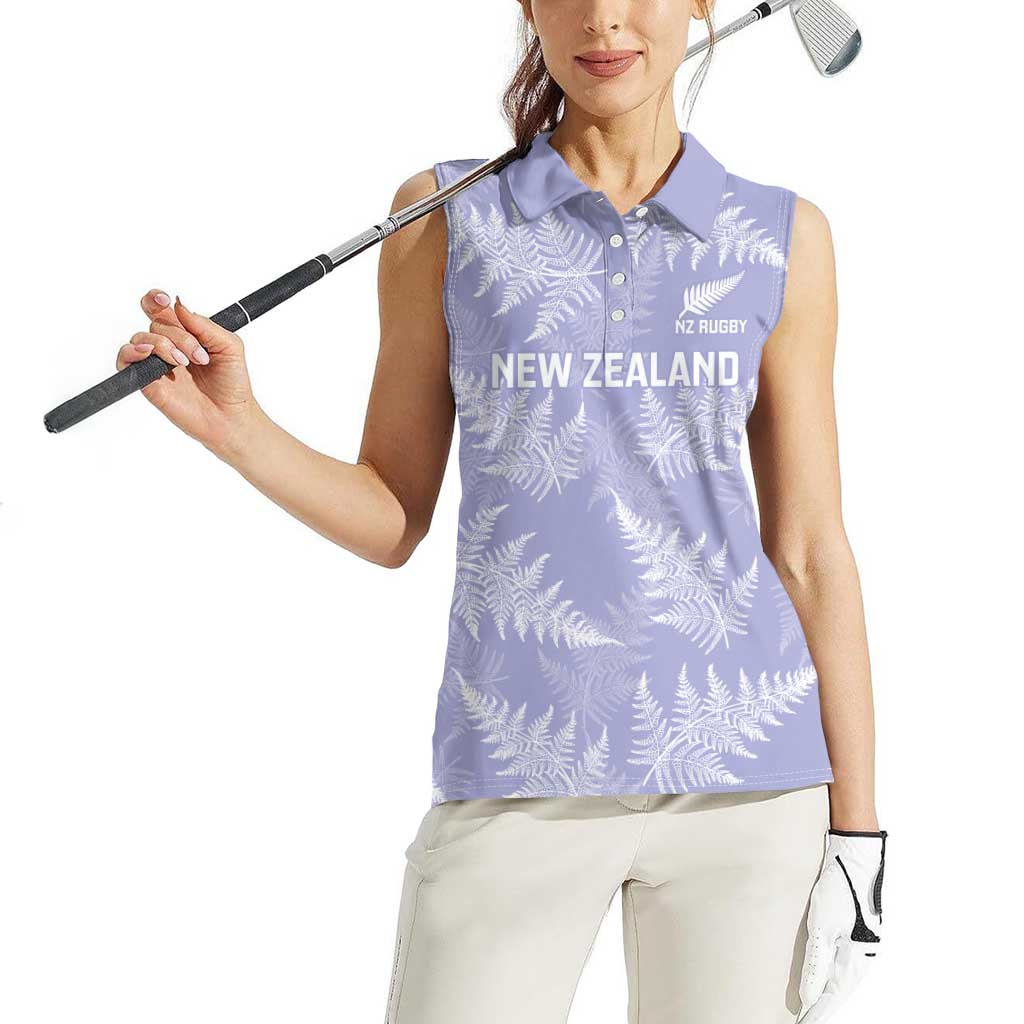 New Zealand Silver Fern Rugby Custom Women Sleeveless Polo Shirt Go Aotearoa Champions Purple Version LT14 - Polynesian Pride