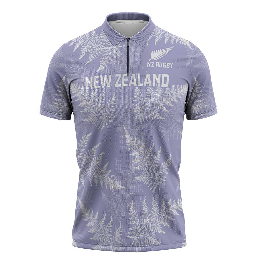 New Zealand Silver Fern Rugby Custom Zipper Polo Shirt Go Aotearoa Champions Purple Version LT14 Purple - Polynesian Pride