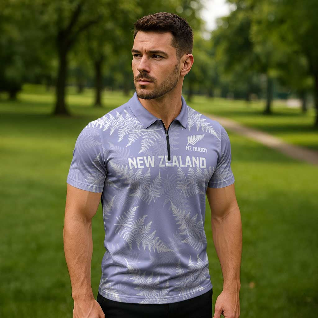 New Zealand Silver Fern Rugby Custom Zipper Polo Shirt Go Aotearoa Champions Purple Version LT14 - Polynesian Pride