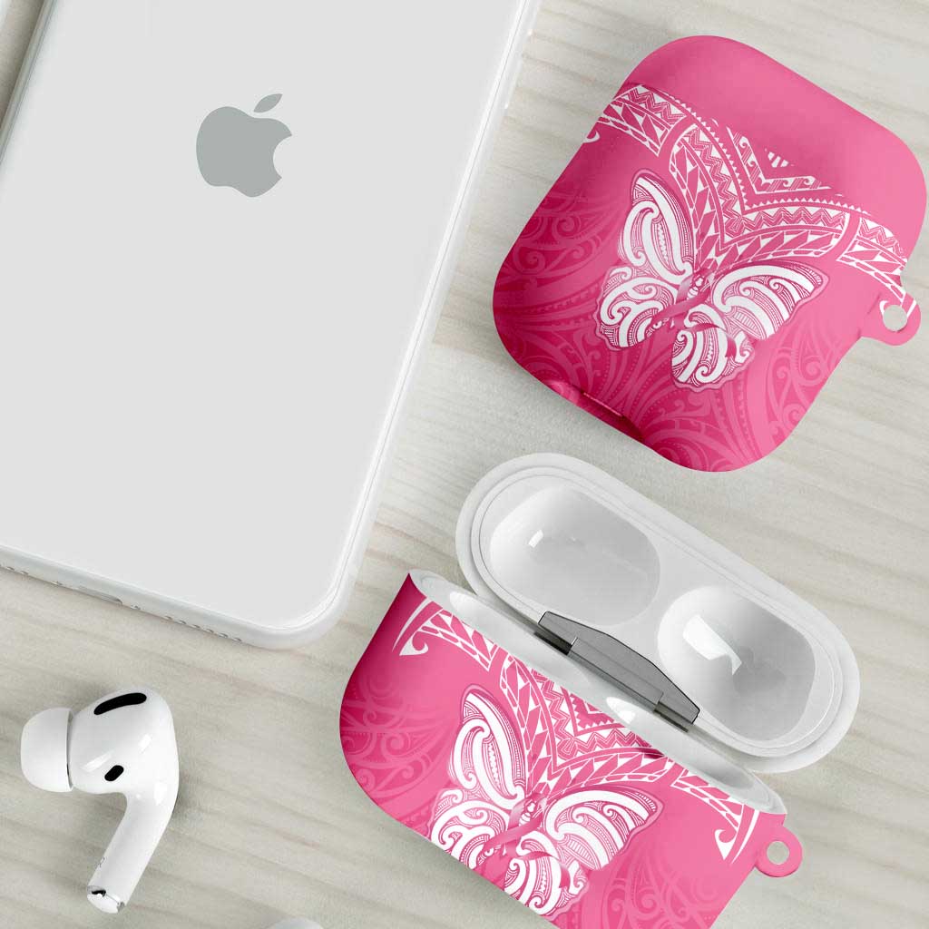 New Zealand Breast Cancer Awareness AirPods Case Maori Butterfly Pink Ribbon LT14 - Polynesian Pride
