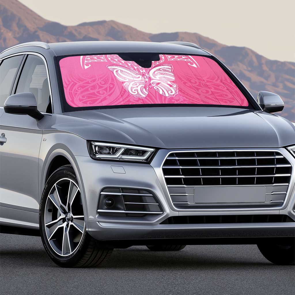 New Zealand Breast Cancer Awareness Auto Sun Shade Maori Butterfly Pink Ribbon LT14 - Polynesian Pride