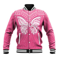 New Zealand Breast Cancer Awareness Baseball Jacket Maori Butterfly Pink Ribbon LT14 Unisex Pink - Polynesian Pride