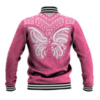 New Zealand Breast Cancer Awareness Baseball Jacket Maori Butterfly Pink Ribbon LT14 - Polynesian Pride