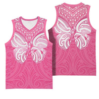 New Zealand Breast Cancer Awareness Basketball Jersey Maori Butterfly Pink Ribbon LT14 - Polynesian Pride