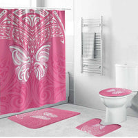 New Zealand Breast Cancer Awareness Bathroom Set Maori Butterfly Pink Ribbon LT14 Bathroom Set (4 pcs) Pink - Polynesian Pride