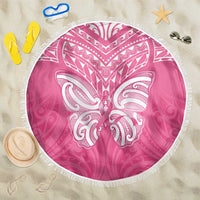 New Zealand Breast Cancer Awareness Beach Blanket Maori Butterfly Pink Ribbon LT14 One Size 150cm Pink - Polynesian Pride