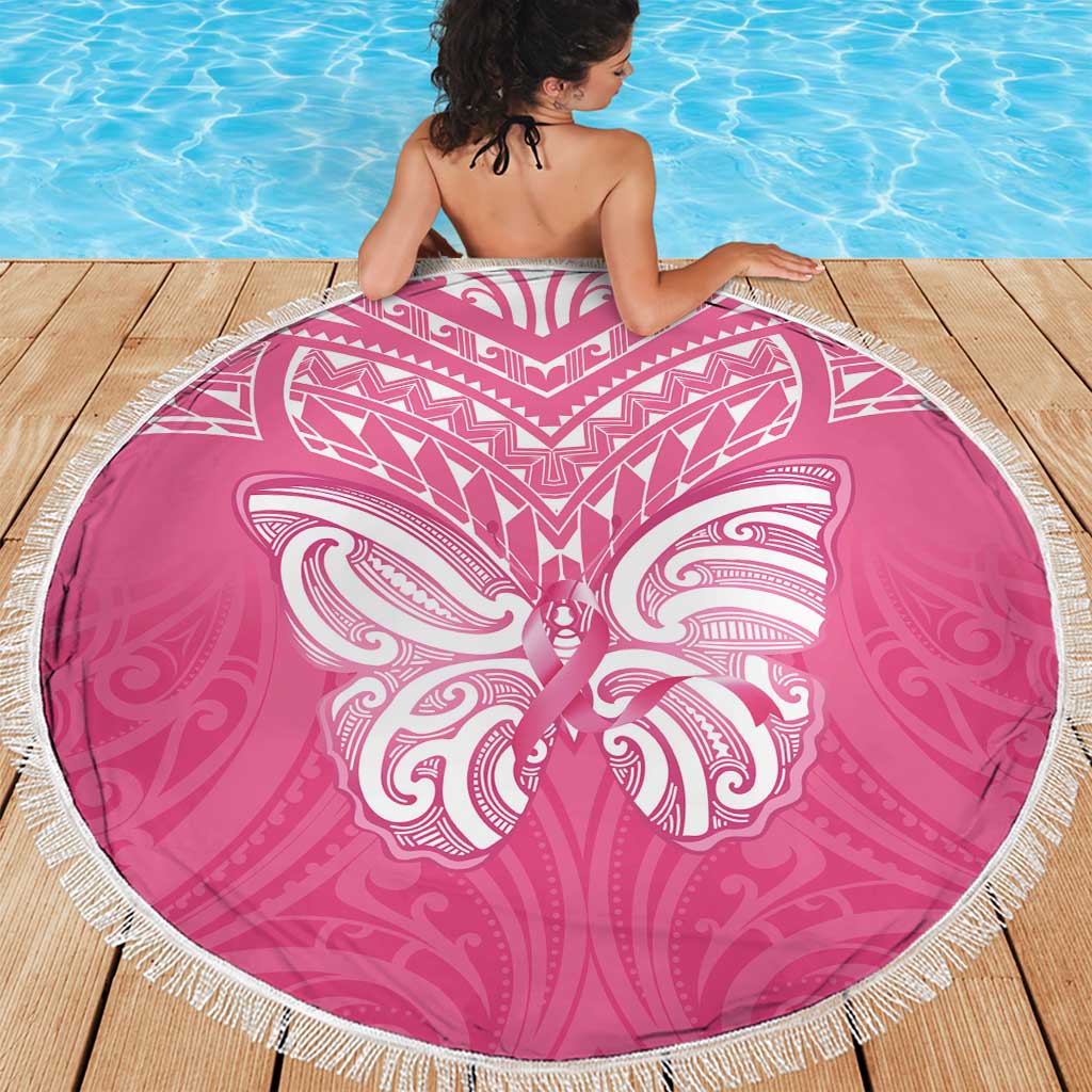 New Zealand Breast Cancer Awareness Beach Blanket Maori Butterfly Pink Ribbon LT14 - Polynesian Pride