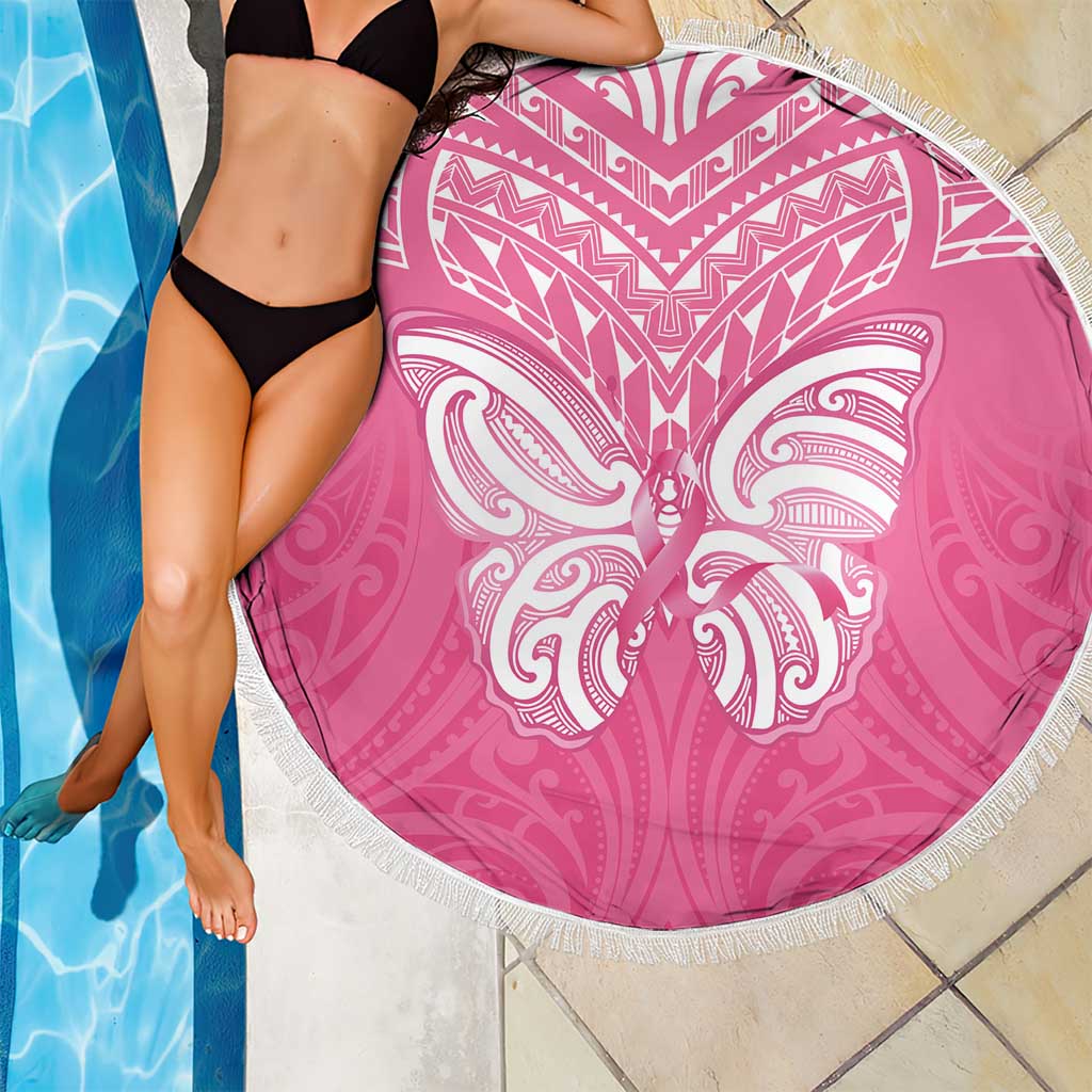 New Zealand Breast Cancer Awareness Beach Blanket Maori Butterfly Pink Ribbon LT14 - Polynesian Pride