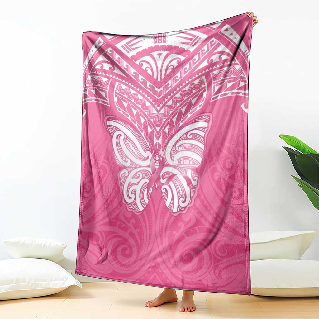 New Zealand Breast Cancer Awareness Blanket Maori Butterfly Pink Ribbon LT14 - Polynesian Pride