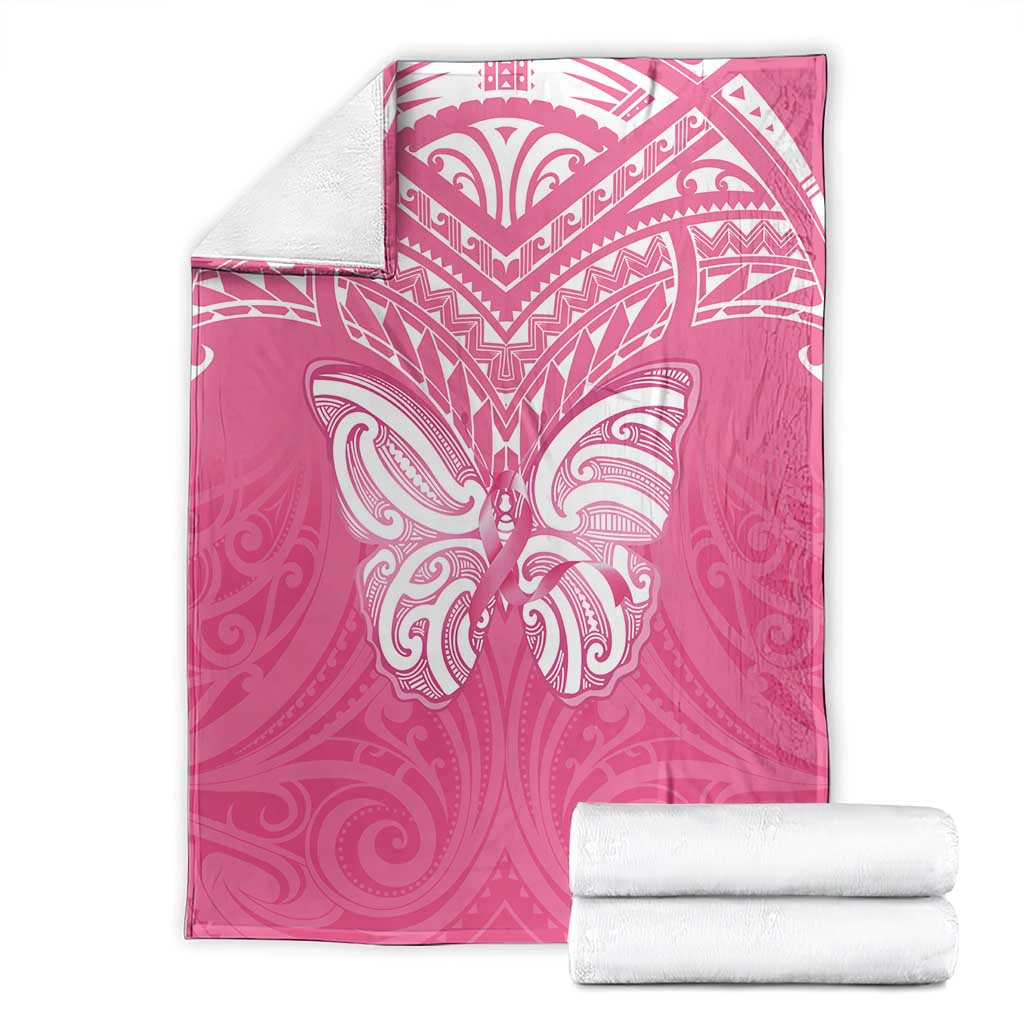New Zealand Breast Cancer Awareness Blanket Maori Butterfly Pink Ribbon LT14 - Polynesian Pride