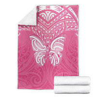 New Zealand Breast Cancer Awareness Blanket Maori Butterfly Pink Ribbon LT14 - Polynesian Pride