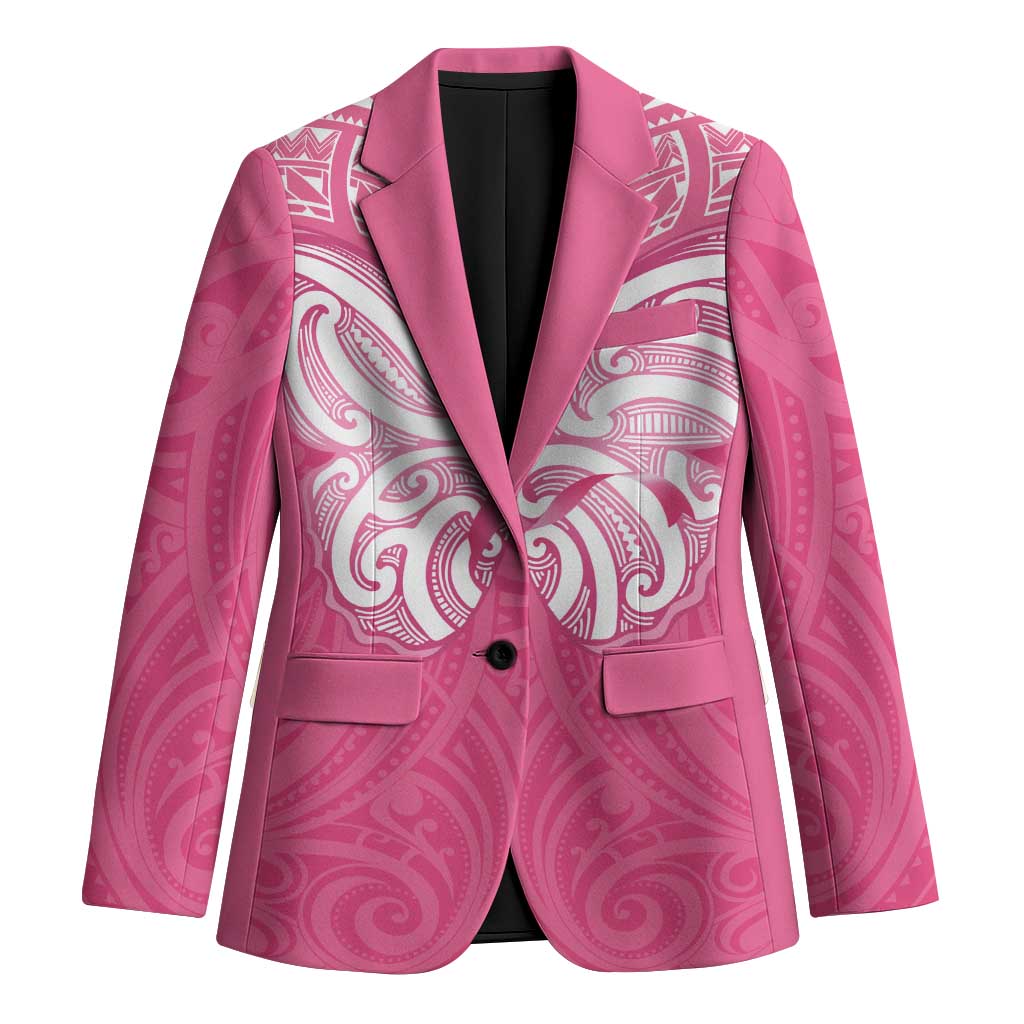 New Zealand Breast Cancer Awareness Blazer Maori Butterfly Pink Ribbon LT14 Unisex Pink - Polynesian Pride