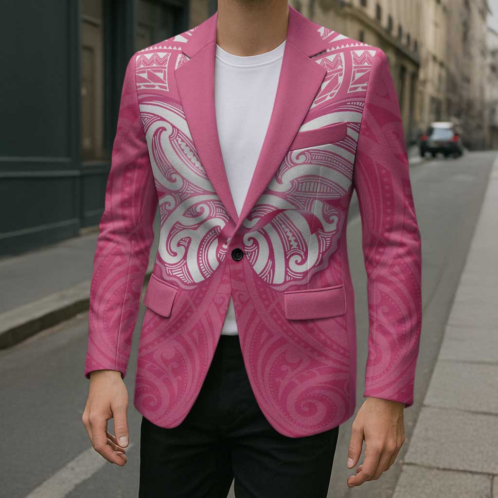 New Zealand Breast Cancer Awareness Blazer Maori Butterfly Pink Ribbon LT14 - Polynesian Pride