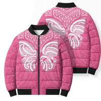 New Zealand Breast Cancer Awareness Bomber Puffer Jacket Maori Butterfly Pink Ribbon LT14 - Polynesian Pride