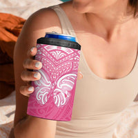 New Zealand Breast Cancer Awareness 4 in 1 Can Cooler Tumbler Maori Butterfly Pink Ribbon LT14 - Polynesian Pride