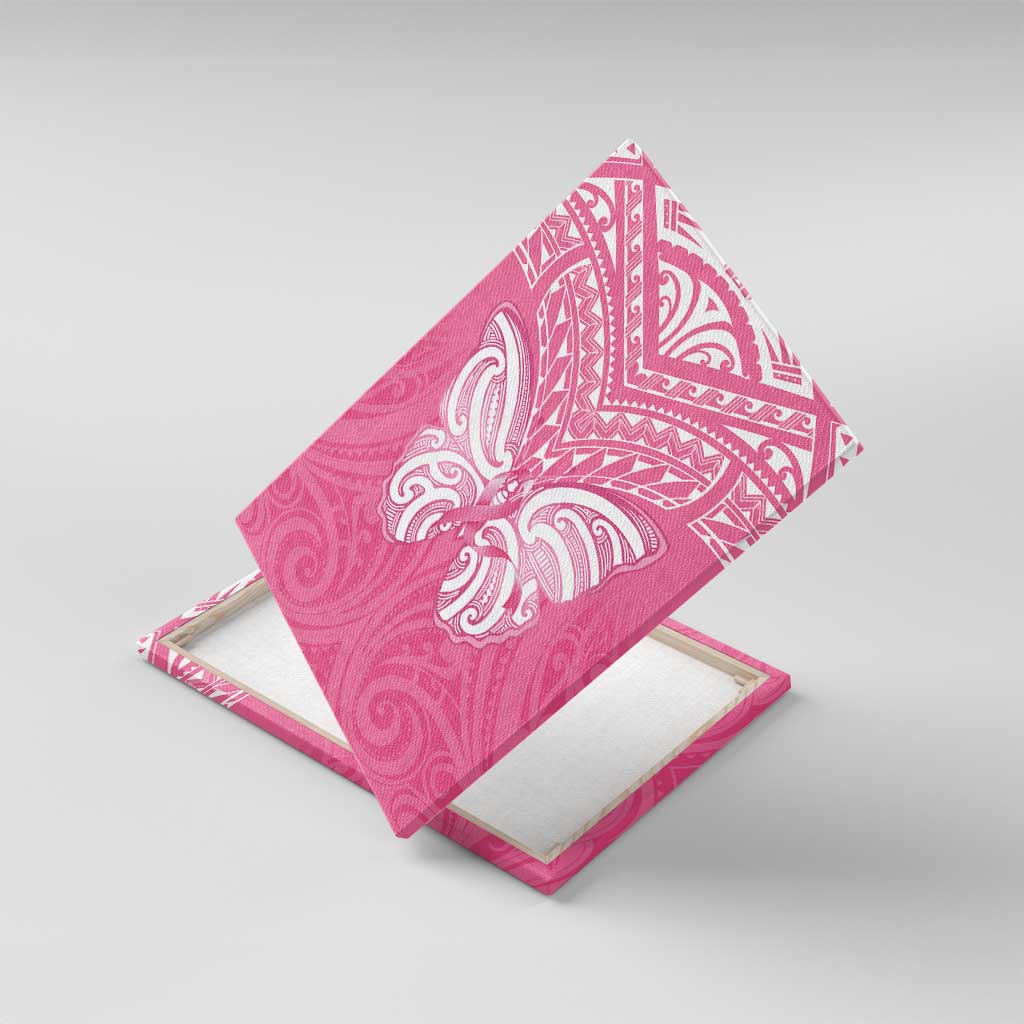 New Zealand Breast Cancer Awareness Canvas Wall Art Maori Butterfly Pink Ribbon LT14 With Frame Pink - Polynesian Pride