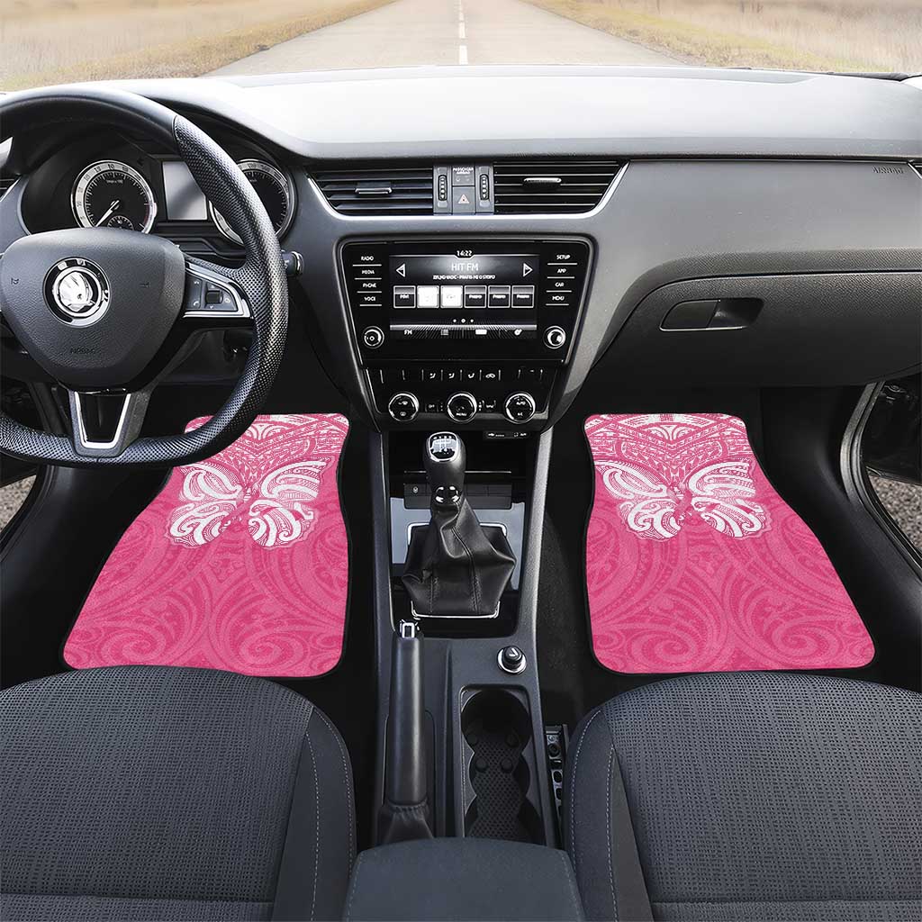 New Zealand Breast Cancer Awareness Car Mats Maori Butterfly Pink Ribbon LT14 Set 2pcs - Front Pink - Polynesian Pride