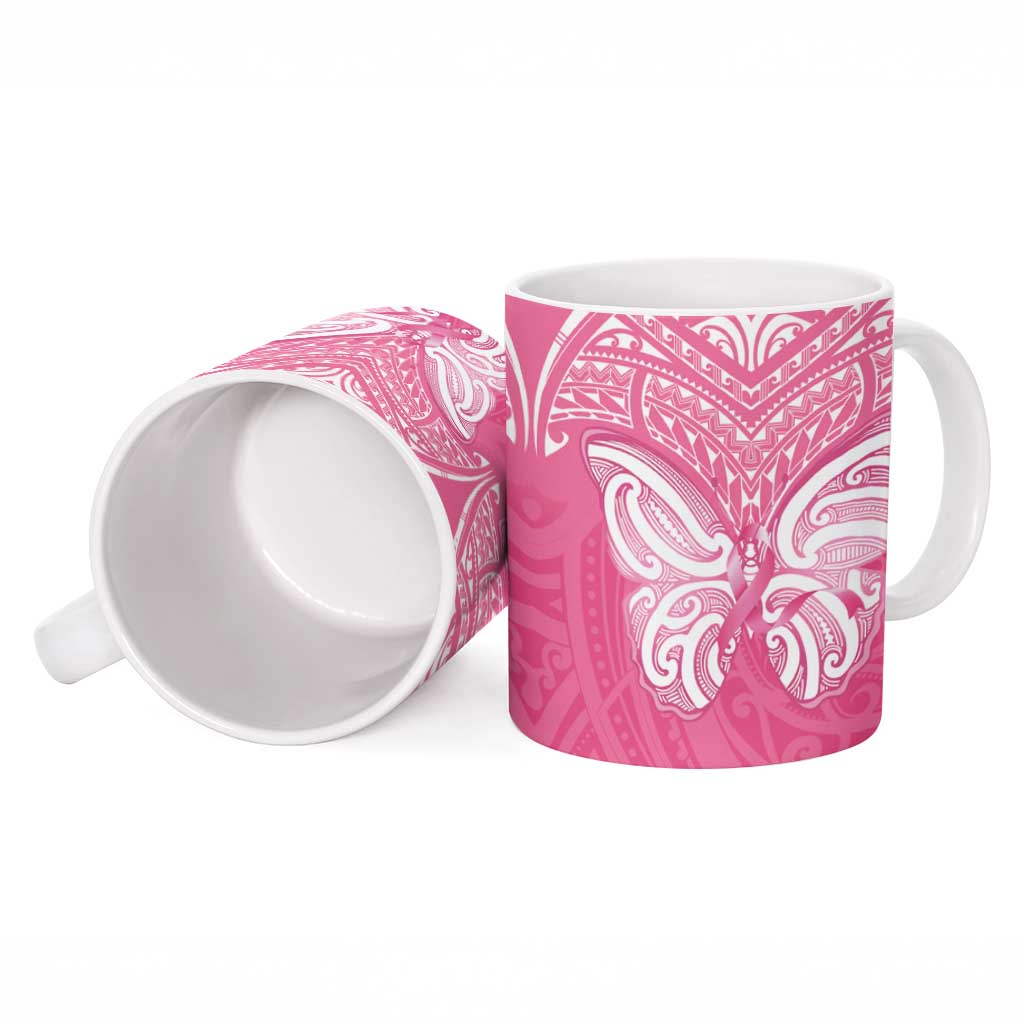 New Zealand Breast Cancer Awareness Ceramic Mug Maori Butterfly Pink Ribbon LT14 - Polynesian Pride