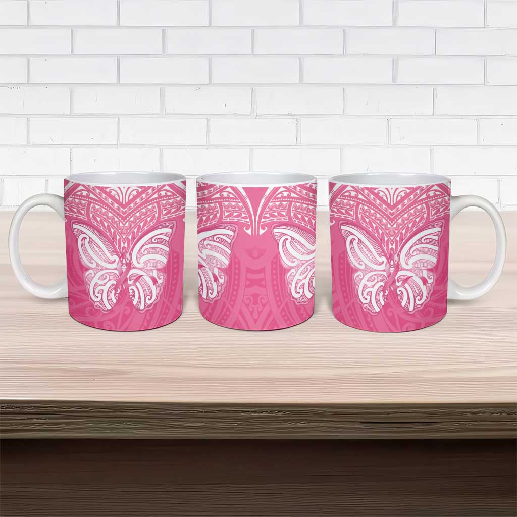 New Zealand Breast Cancer Awareness Ceramic Mug Maori Butterfly Pink Ribbon LT14 - Polynesian Pride