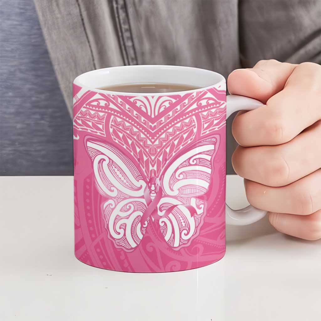 New Zealand Breast Cancer Awareness Ceramic Mug Maori Butterfly Pink Ribbon LT14 - Polynesian Pride