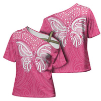 New Zealand Breast Cancer Awareness Cross Shoulder Shirt Maori Butterfly Pink Ribbon LT14 - Polynesian Pride