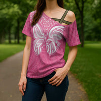 New Zealand Breast Cancer Awareness Cross Shoulder Shirt Maori Butterfly Pink Ribbon LT14 - Polynesian Pride